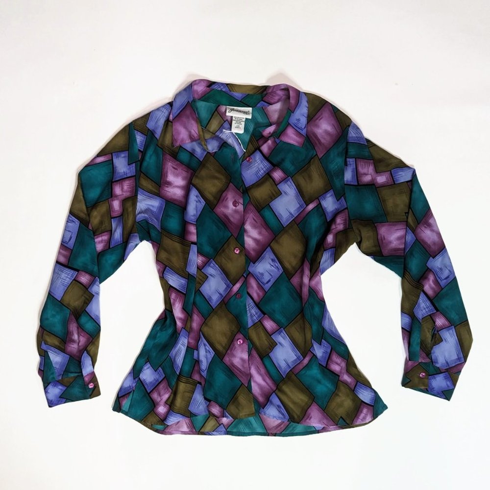 80s Vintage Multicolored Button-Up